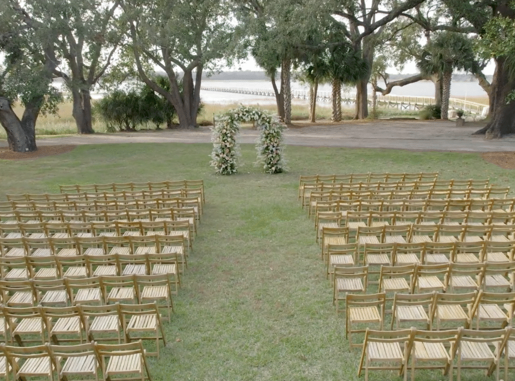 Ceremony set up on the lawn