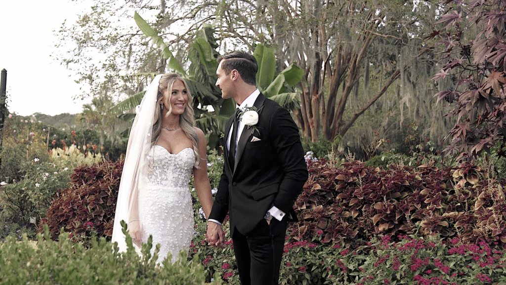 Couples photos in the gardens at Boone Hall